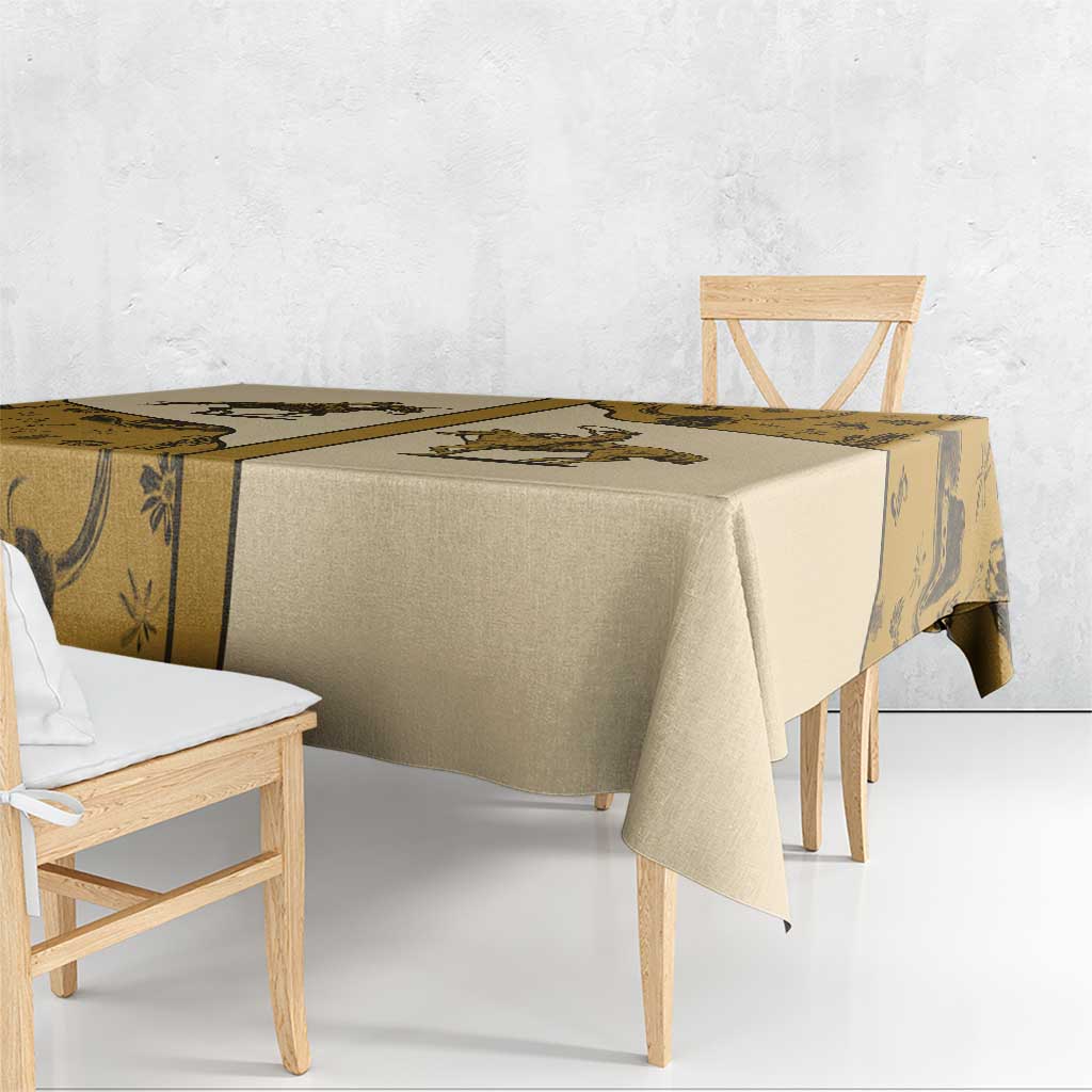 Cowboy Tablecloth Horse Riding Retro Western Yoke Beige - Wonder Print Shop