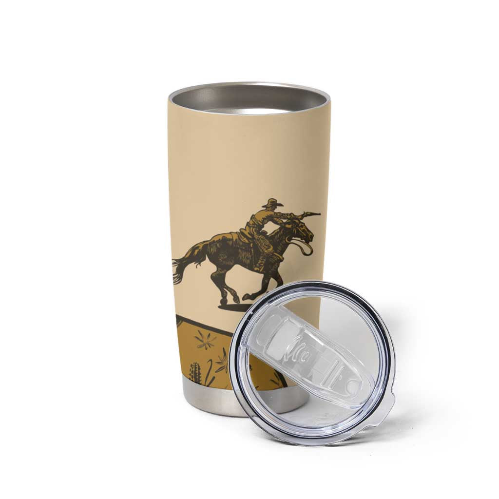 Cowboy Tumbler Cup Horse Riding Retro Western Yoke Beige - Wonder Print Shop