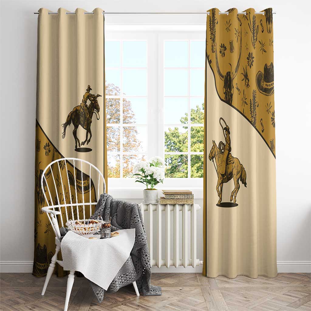 Cowboy Window Curtain Horse Riding Retro Western Yoke Beige - Wonder Print Shop