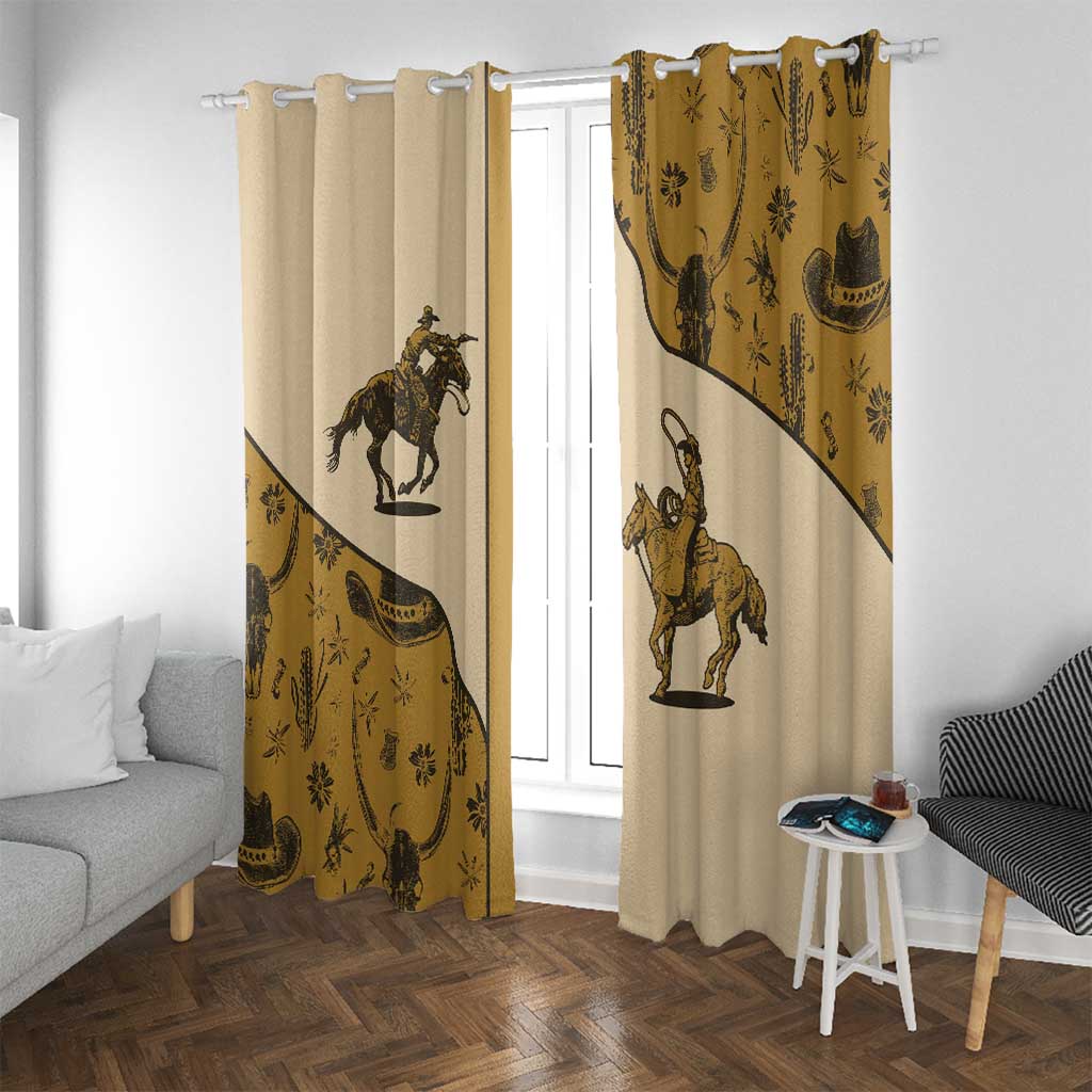 Cowboy Window Curtain Horse Riding Retro Western Yoke Beige - Wonder Print Shop