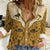 Cowboy Women Casual Shirt Horse Riding Retro Western Yoke Beige - Wonder Print Shop