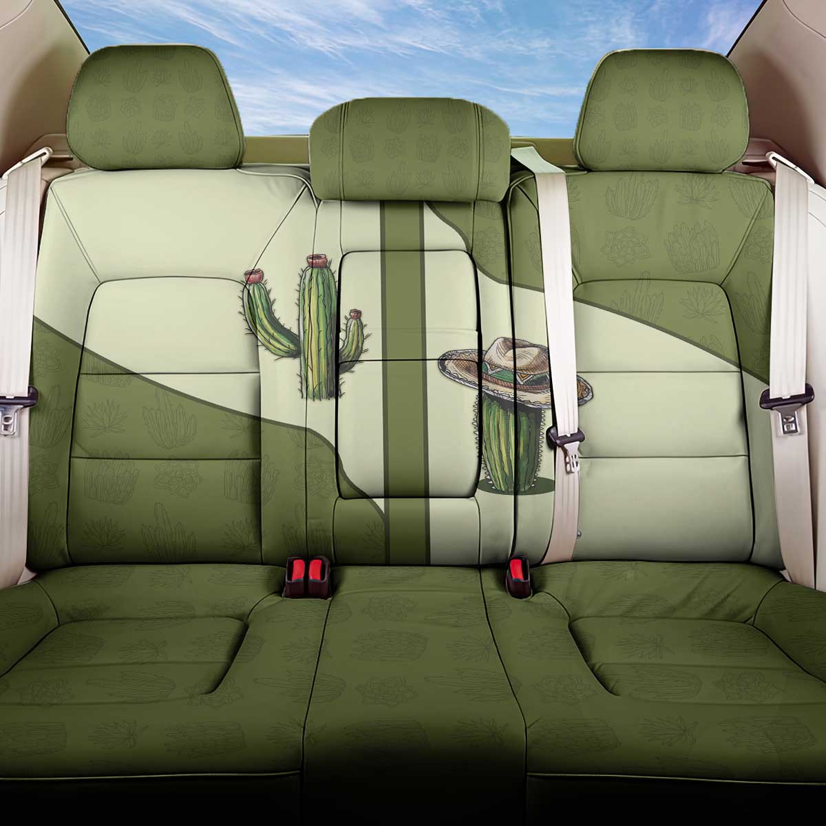 Cowboy Back Car Seat Cover Cactus Retro Western Yoke - Wonder Print Shop