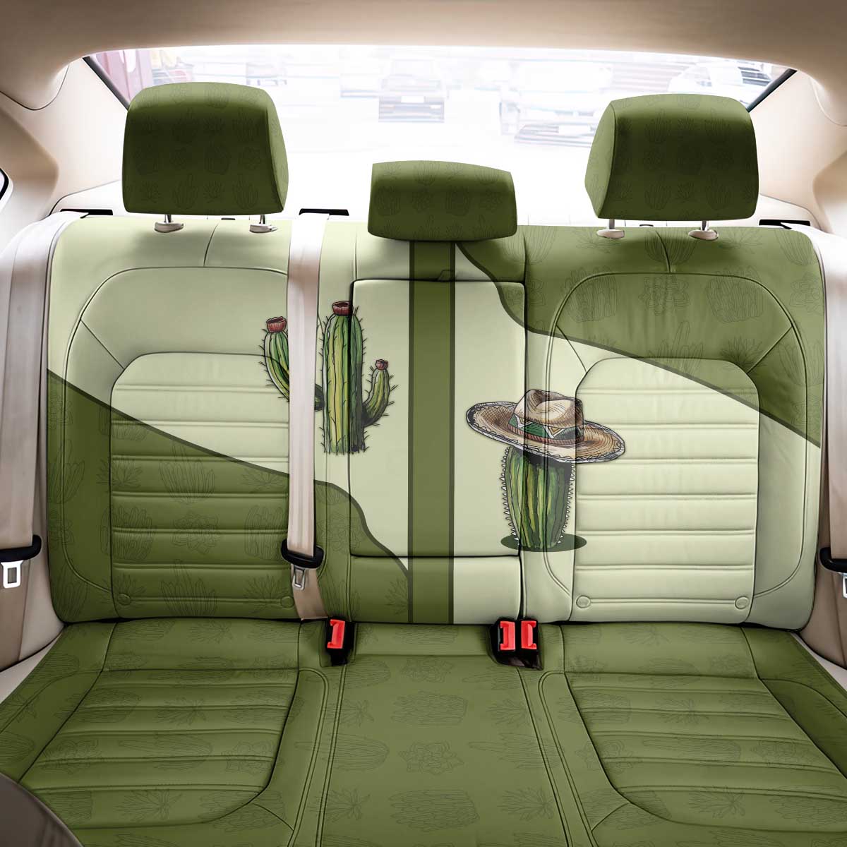Cowboy Back Car Seat Cover Cactus Retro Western Yoke - Wonder Print Shop