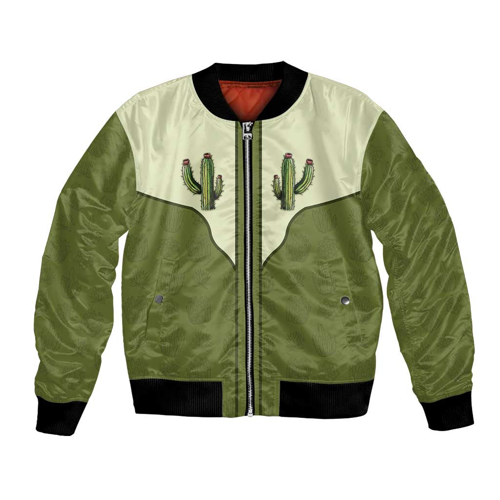 Cowboy Bomber Jacket Cactus Retro Western Yoke - Wonder Print Shop