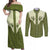 Cowboy Couples Matching Off Shoulder Maxi Dress and Long Sleeve Button Shirt Cactus Retro Western Yoke - Wonder Print Shop