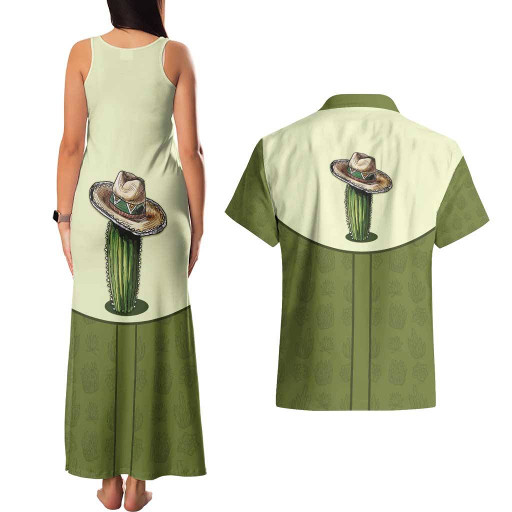 Cowboy Couples Matching Tank Maxi Dress and Hawaiian Shirt Cactus Retro Western Yoke - Wonder Print Shop