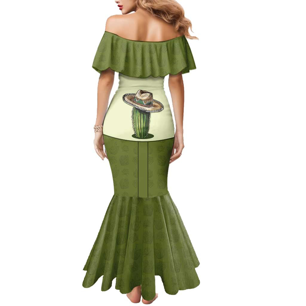 Cowboy Family Matching Mermaid Dress and Hawaiian Shirt Cactus Retro Western Yoke - Wonder Print Shop