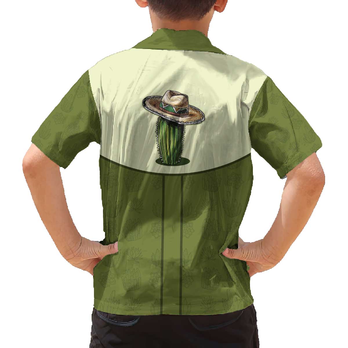 Cowboy Family Matching Off The Shoulder Long Sleeve Dress and Hawaiian Shirt Cactus Retro Western Yoke - Wonder Print Shop