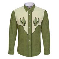 Cowboy Family Matching Off The Shoulder Long Sleeve Dress and Hawaiian Shirt Cactus Retro Western Yoke - Wonder Print Shop