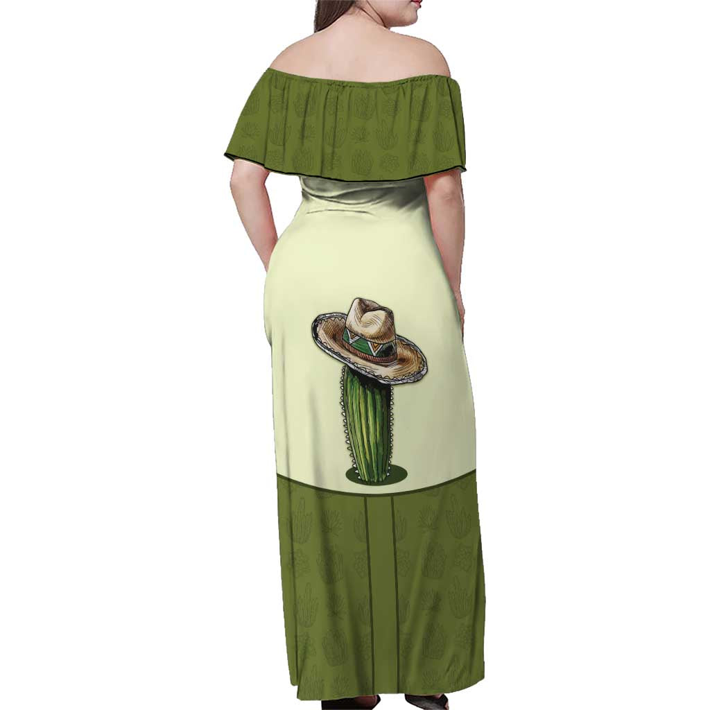 Cowboy Family Matching Off Shoulder Maxi Dress and Hawaiian Shirt Cactus Retro Western Yoke - Wonder Print Shop