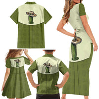 Cowboy Family Matching Short Sleeve Bodycon Dress and Hawaiian Shirt Cactus Retro Western Yoke - Wonder Print Shop