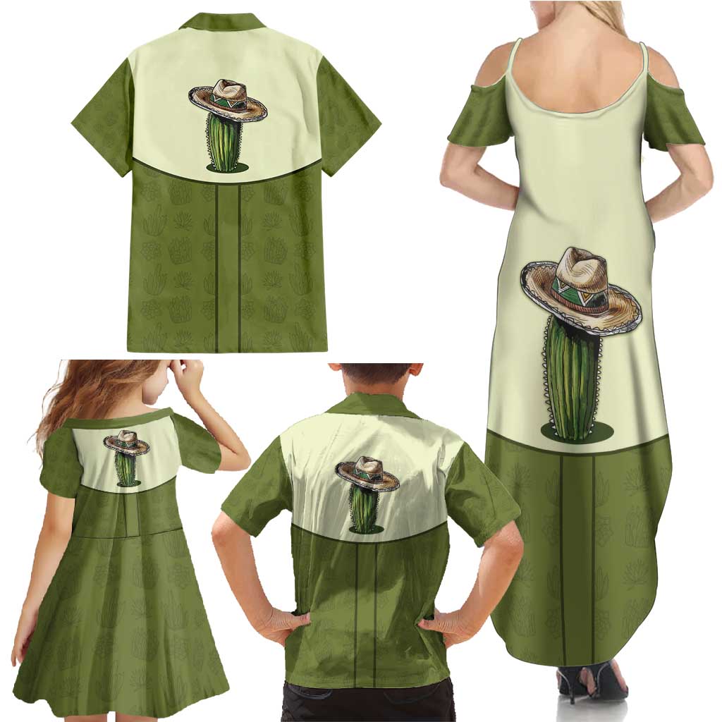 Cowboy Family Matching Summer Maxi Dress and Hawaiian Shirt Cactus Retro Western Yoke - Wonder Print Shop