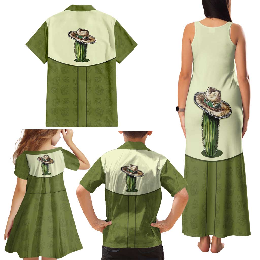 Cowboy Family Matching Tank Maxi Dress and Hawaiian Shirt Cactus Retro Western Yoke - Wonder Print Shop