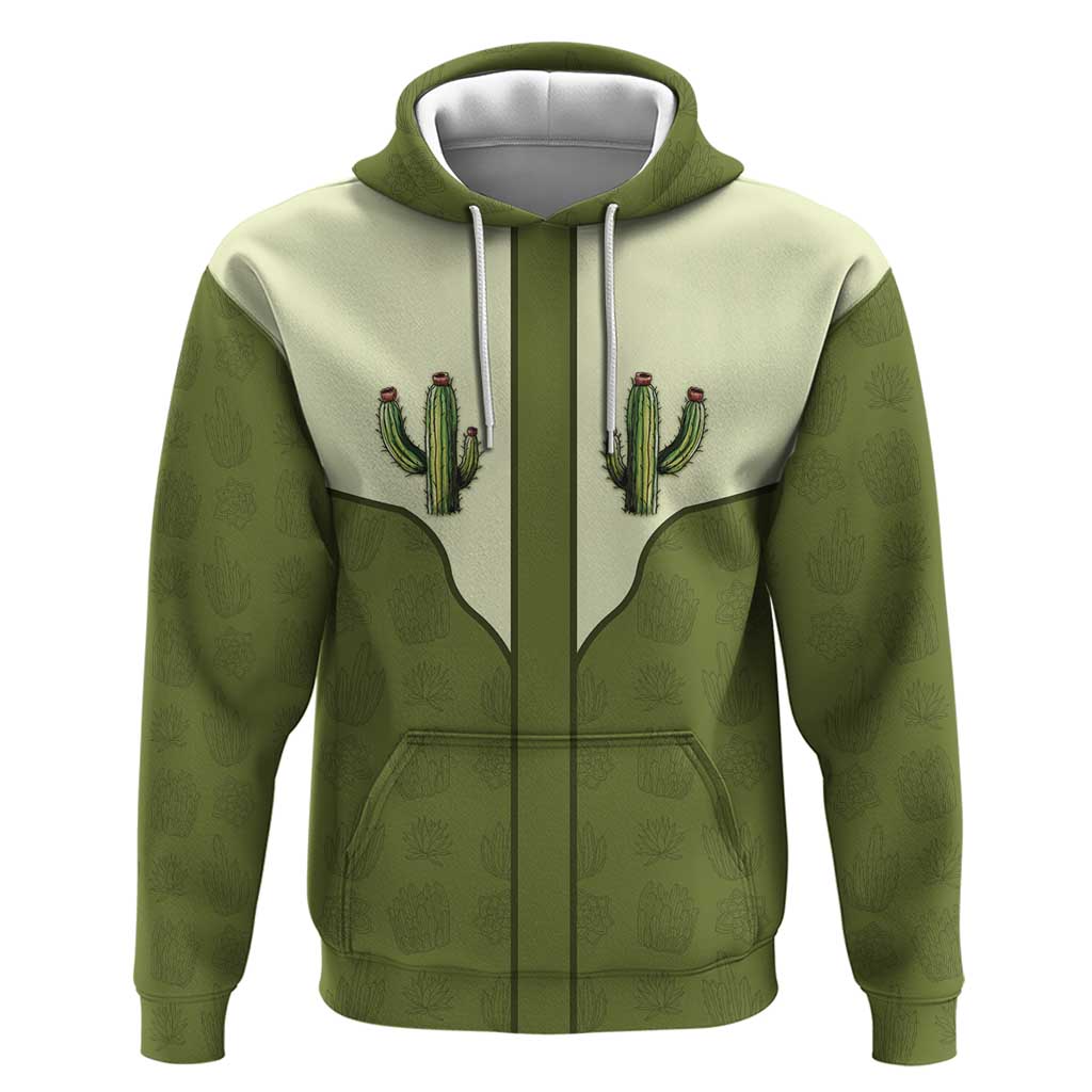 Cowboy Hoodie Cactus Retro Western Yoke - Wonder Print Shop