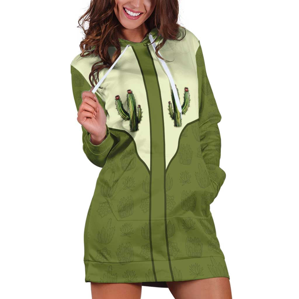 Cowboy Hoodie Dress Cactus Retro Western Yoke - Wonder Print Shop