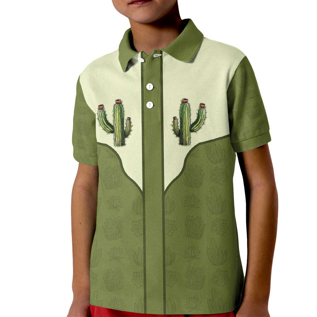 Cowboy Kid Polo Shirt Cactus Retro Western Yoke - Wonder Print Shop