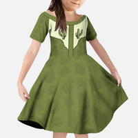 Cowboy Kid Short Sleeve Dress Cactus Retro Western Yoke - Wonder Print Shop