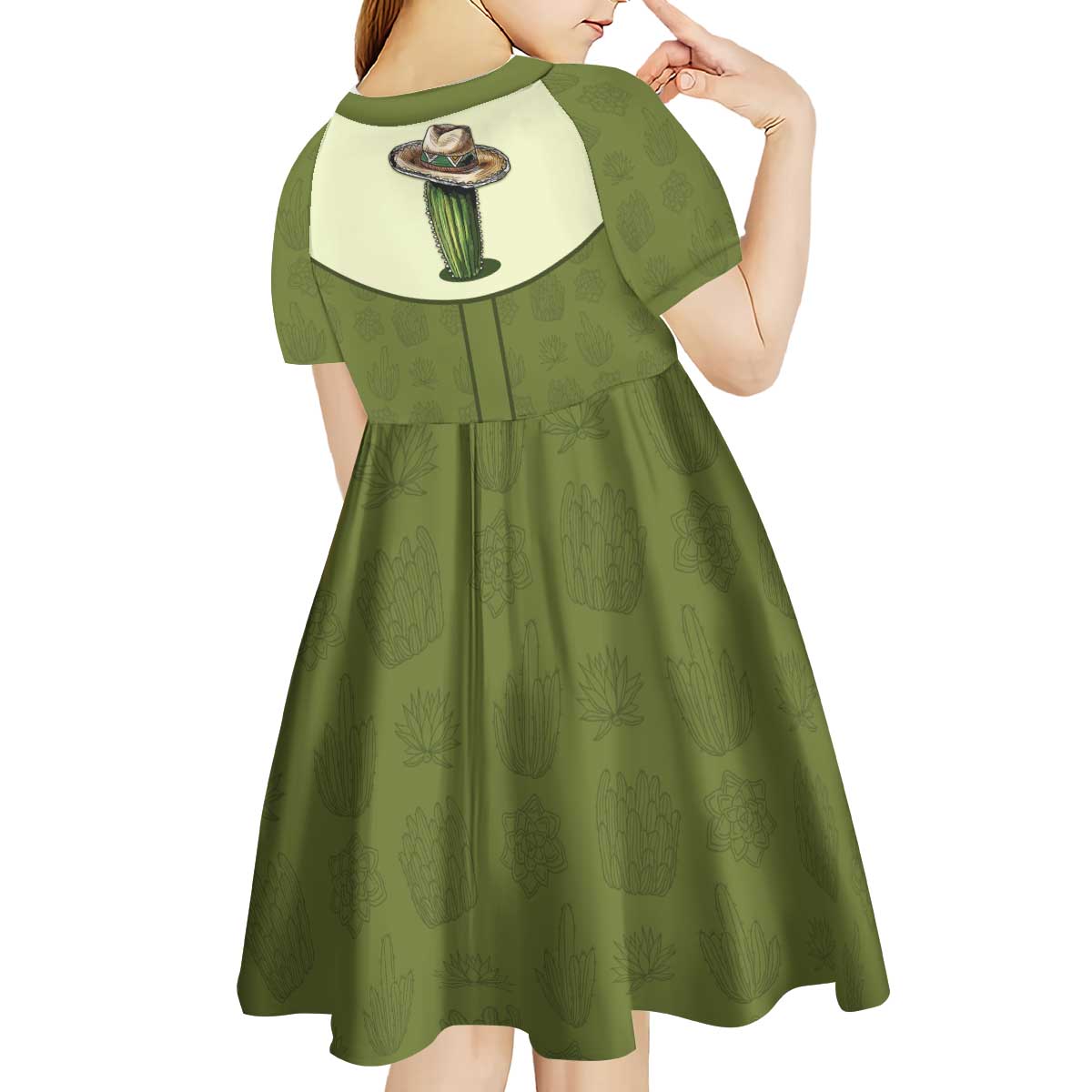 Cowboy Kid Short Sleeve Dress Cactus Retro Western Yoke - Wonder Print Shop