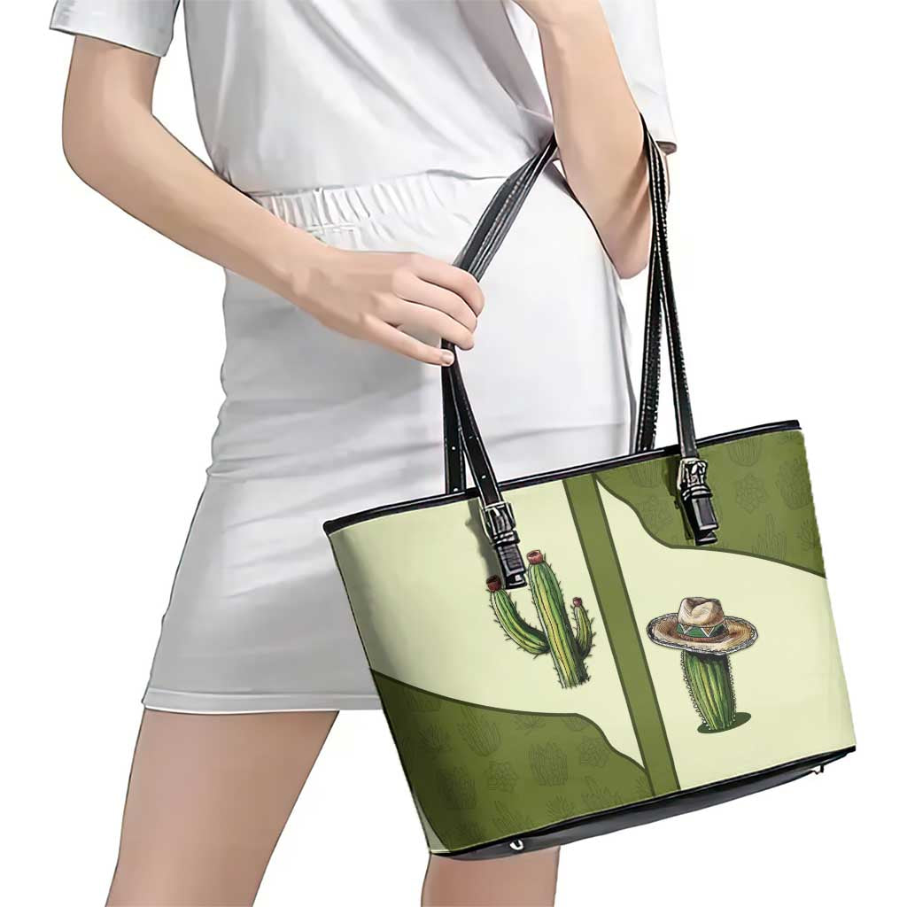 Cowboy Leather Tote Bag Cactus Retro Western Yoke - Wonder Print Shop