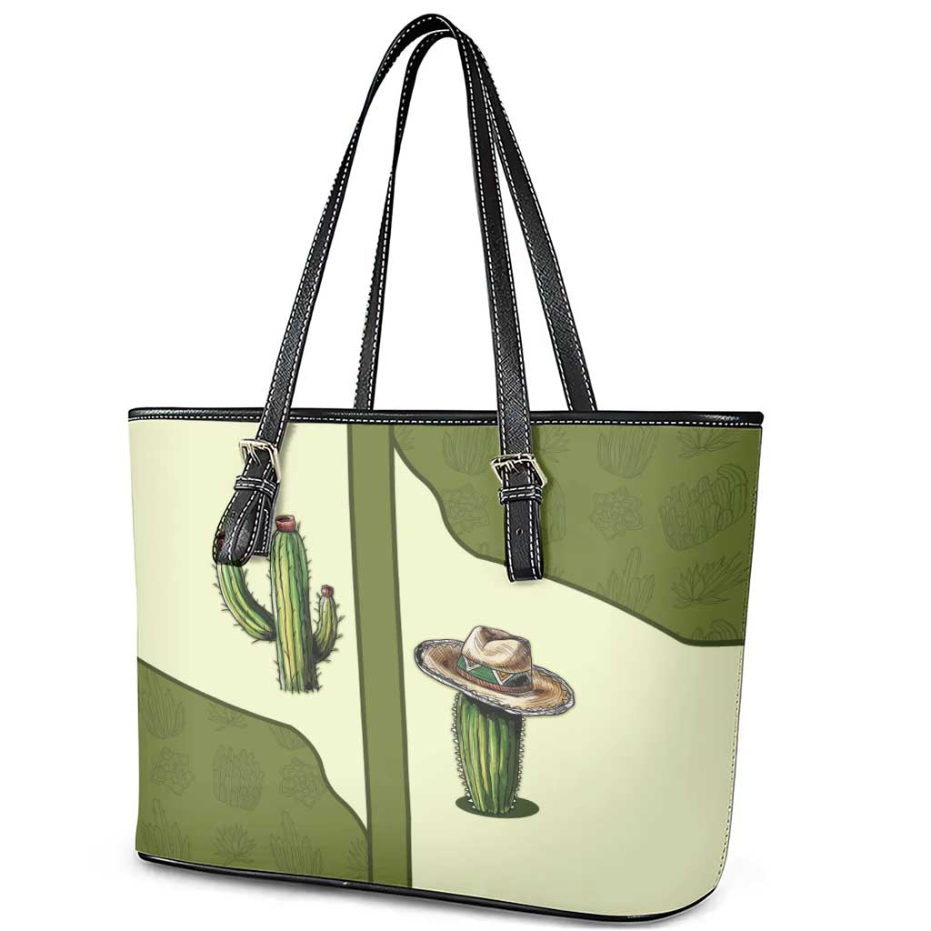 Cowboy Leather Tote Bag Cactus Retro Western Yoke - Wonder Print Shop