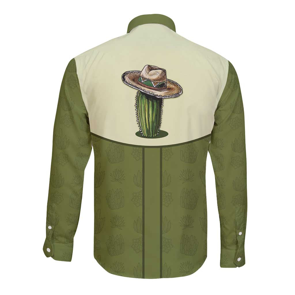 Cowboy Long Sleeve Button Shirt Cactus Retro Western Yoke - Wonder Print Shop