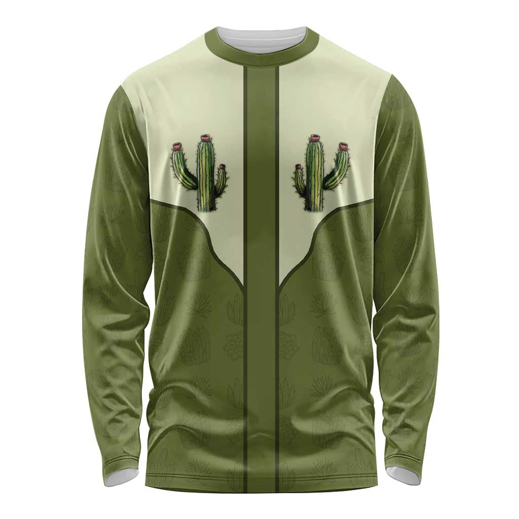Cowboy Long Sleeve Shirt Cactus Retro Western Yoke - Wonder Print Shop