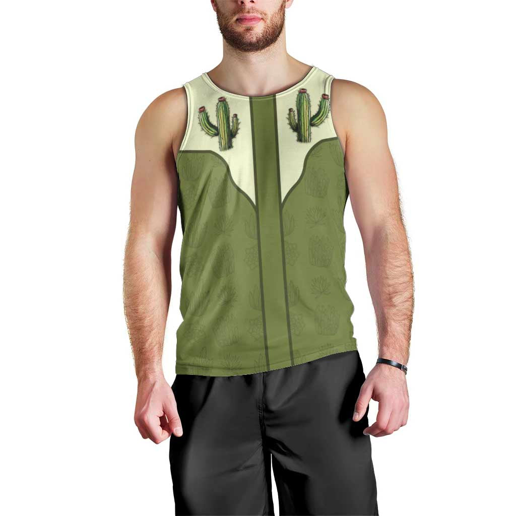 Cowboy Men Tank Top Cactus Retro Western Yoke - Wonder Print Shop