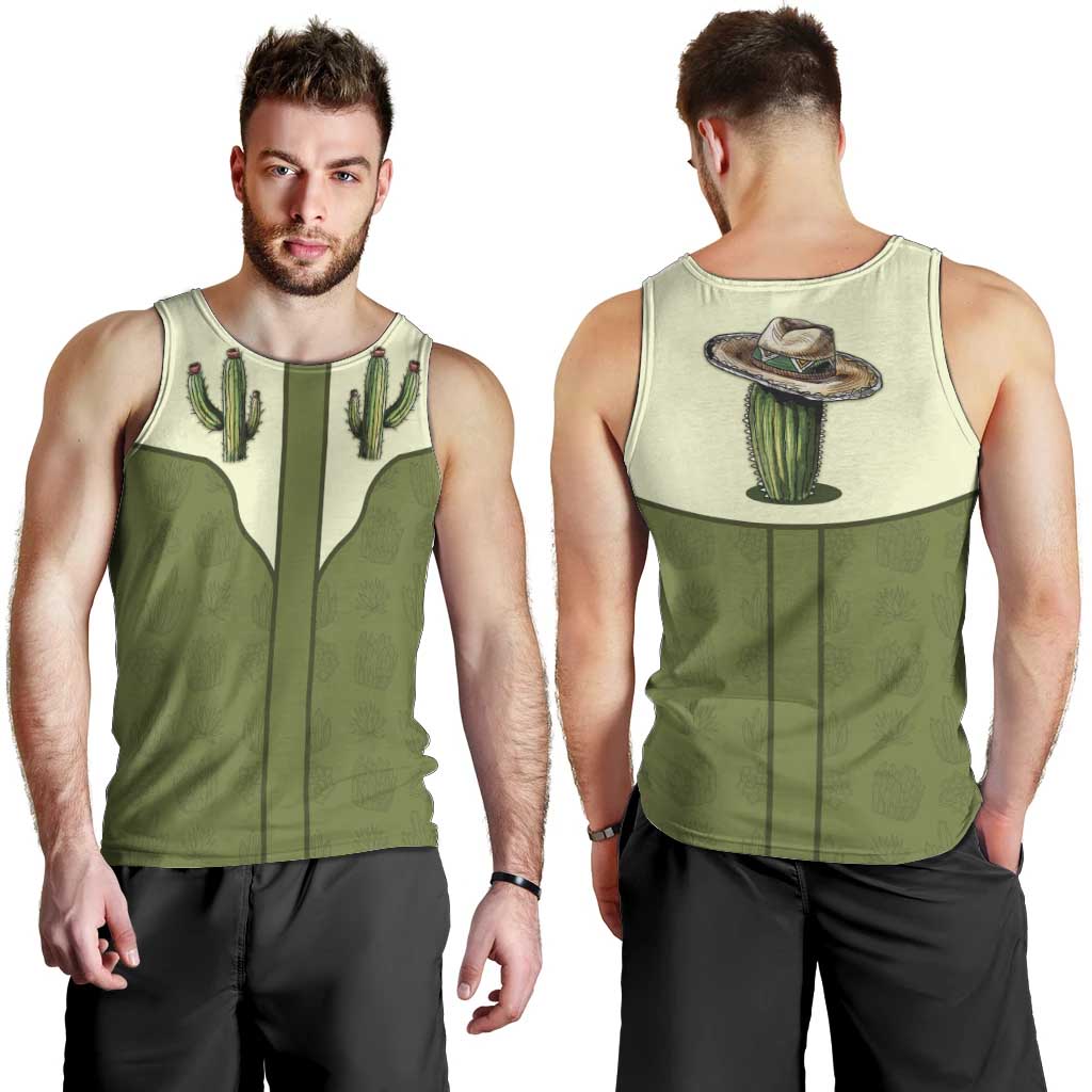 Cowboy Men Tank Top Cactus Retro Western Yoke - Wonder Print Shop