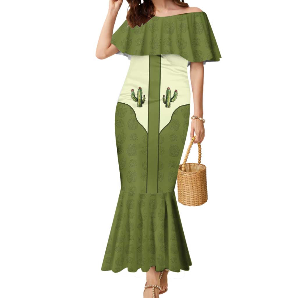 Cowboy Mermaid Dress Cactus Retro Western Yoke - Wonder Print Shop