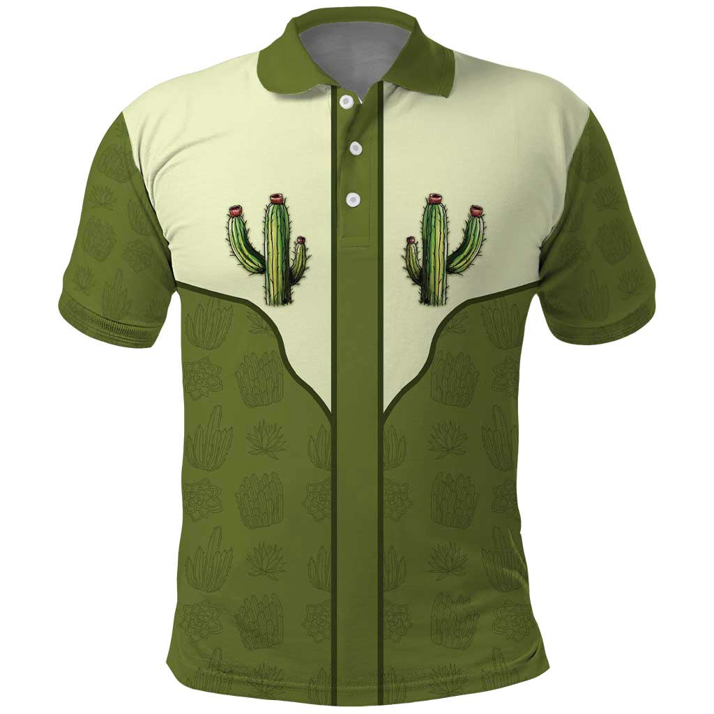 Cowboy Polo Shirt Cactus Retro Western Yoke - Wonder Print Shop
