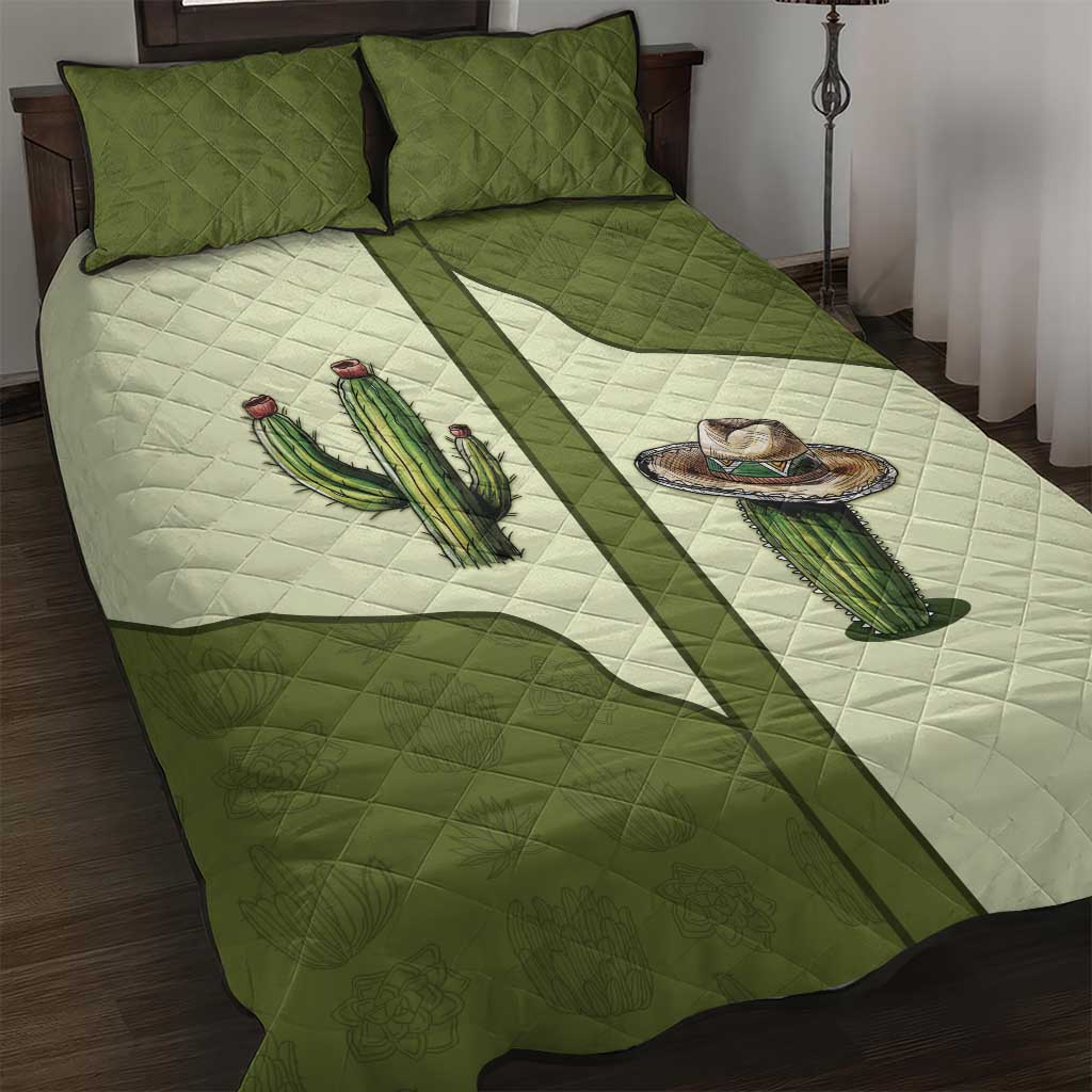 Cowboy Quilt Bed Set Cactus Retro Western Yoke - Wonder Print Shop