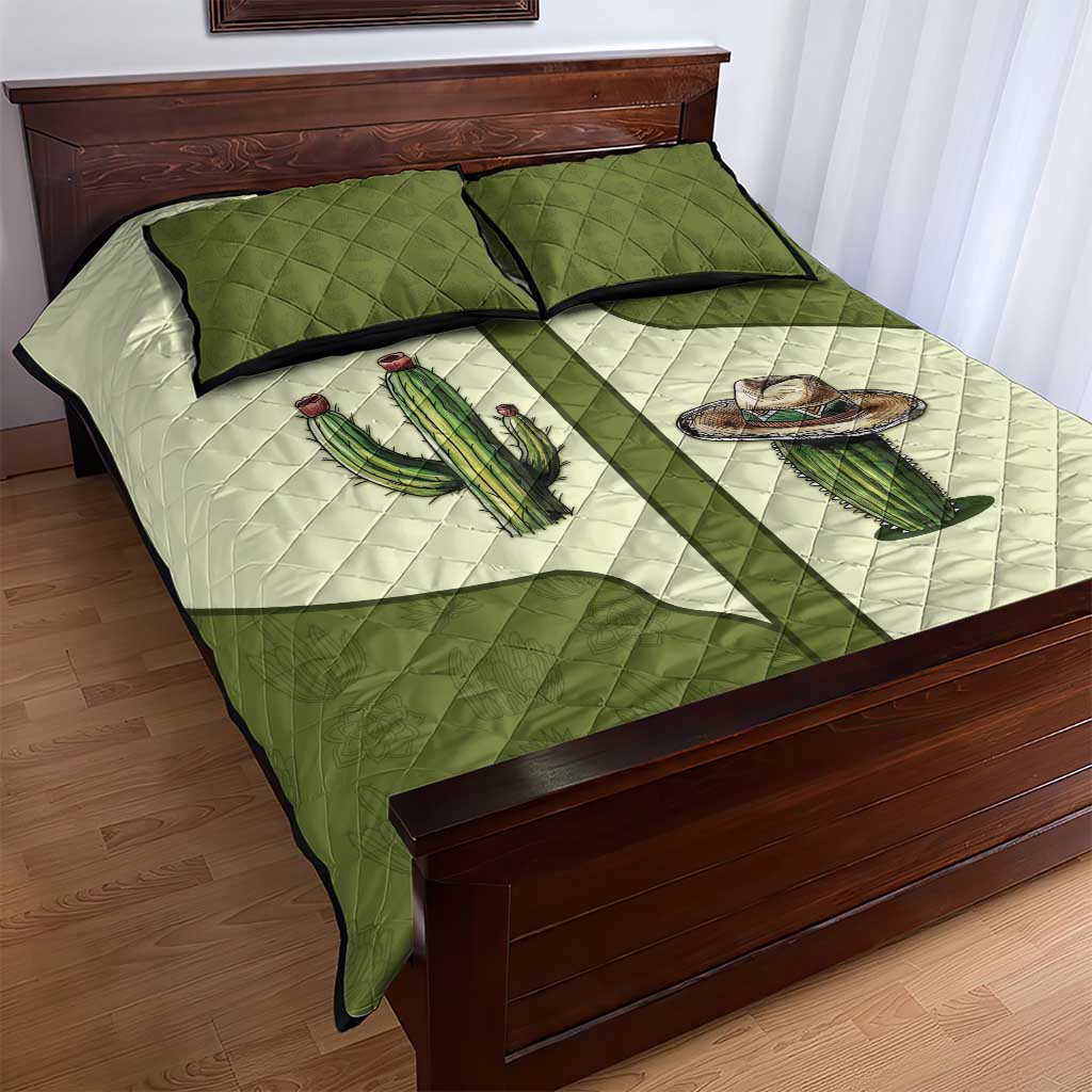 Cowboy Quilt Bed Set Cactus Retro Western Yoke - Wonder Print Shop