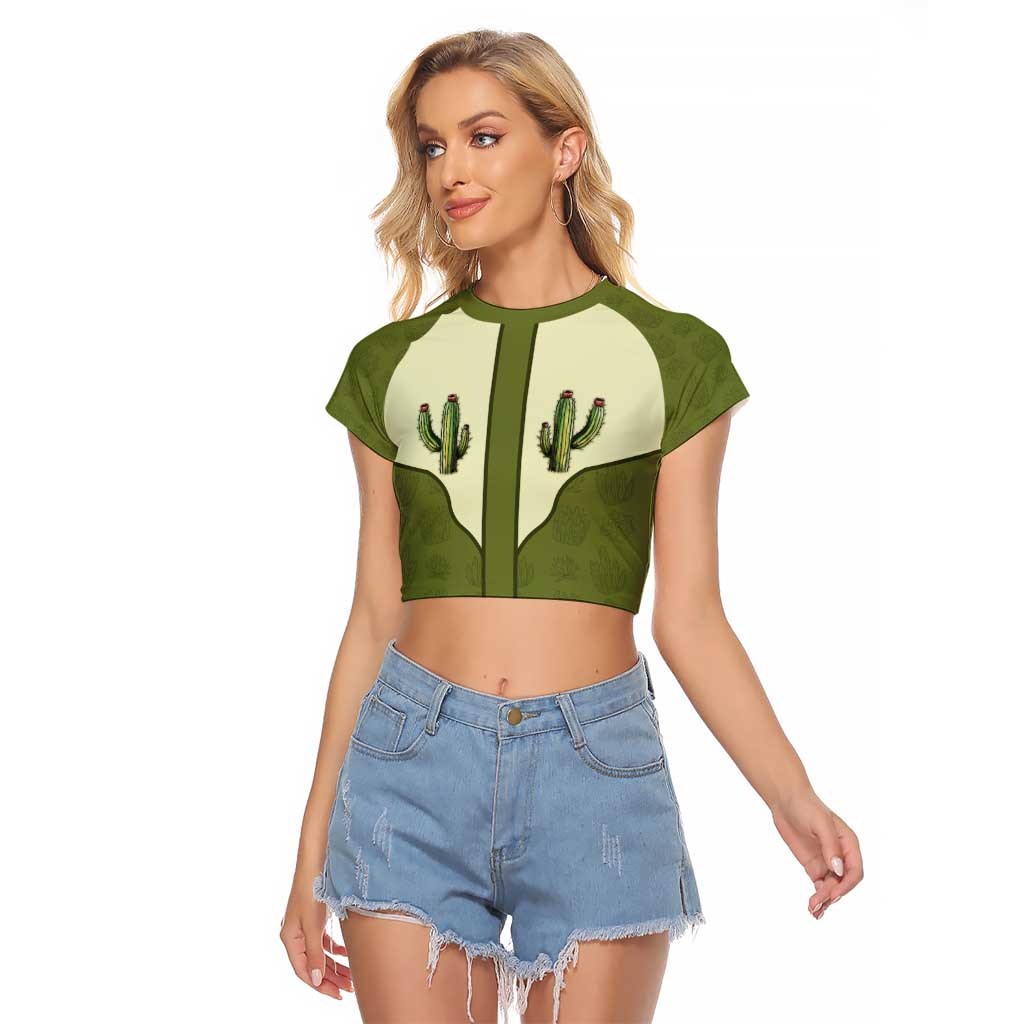 Cowboy Raglan Cropped T Shirt Cactus Retro Western Yoke - Wonder Print Shop