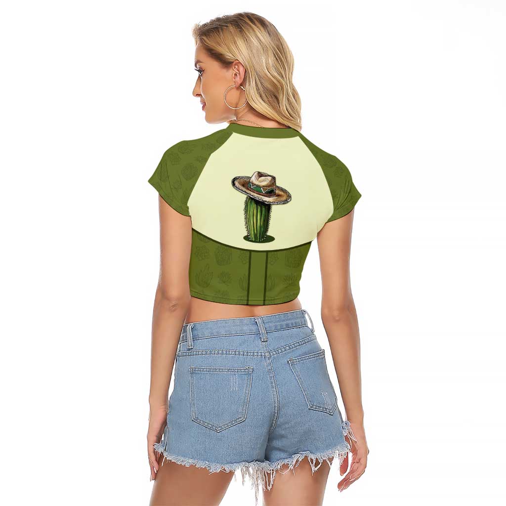 Cowboy Raglan Cropped T Shirt Cactus Retro Western Yoke - Wonder Print Shop