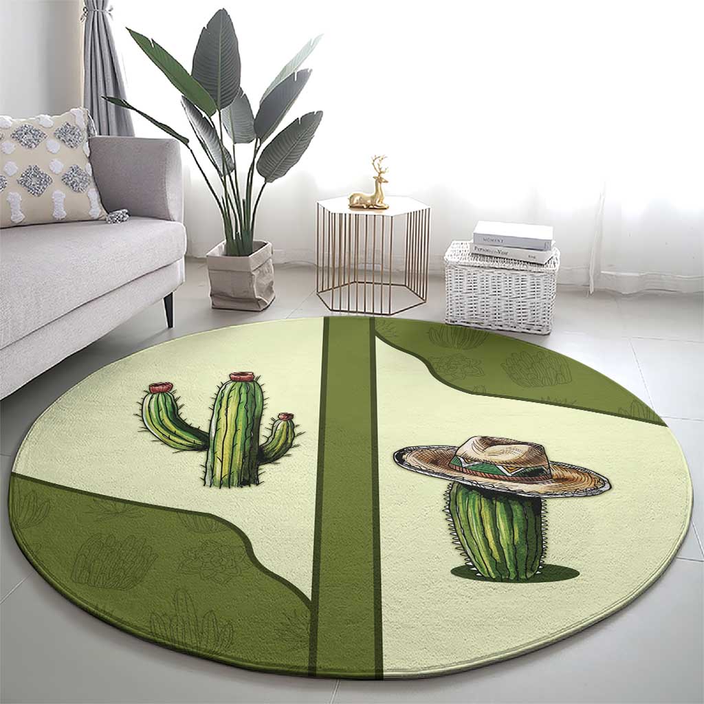 Cowboy Round Carpet Cactus Retro Western Yoke - Wonder Print Shop