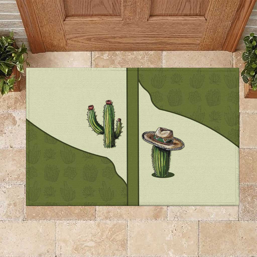 Cowboy Rubber Doormat Cactus Retro Western Yoke - Wonder Print Shop