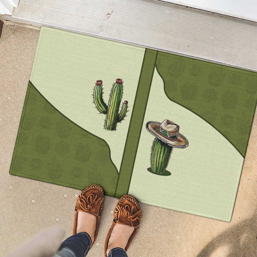 Cowboy Rubber Doormat Cactus Retro Western Yoke - Wonder Print Shop