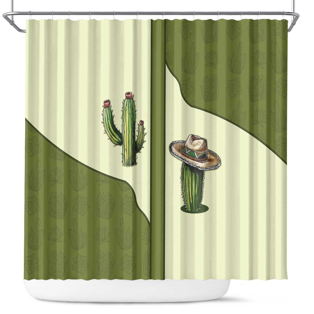 Cowboy Shower Curtain Cactus Retro Western Yoke - Wonder Print Shop