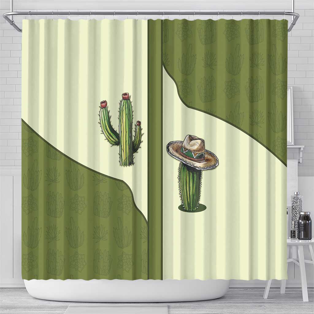 Cowboy Shower Curtain Cactus Retro Western Yoke - Wonder Print Shop
