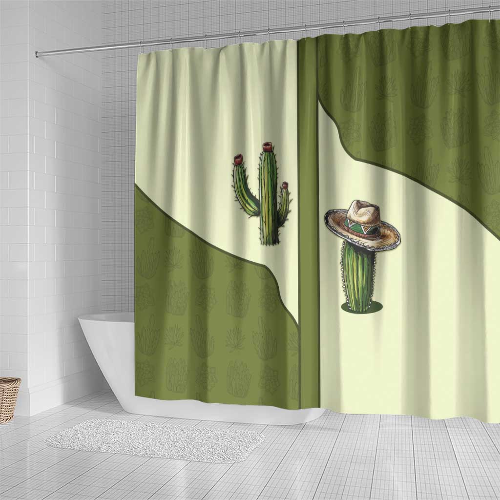 Cowboy Shower Curtain Cactus Retro Western Yoke - Wonder Print Shop