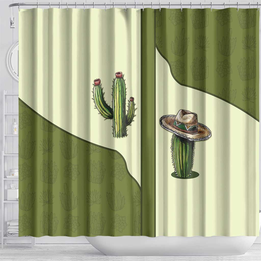 Cowboy Shower Curtain Cactus Retro Western Yoke - Wonder Print Shop