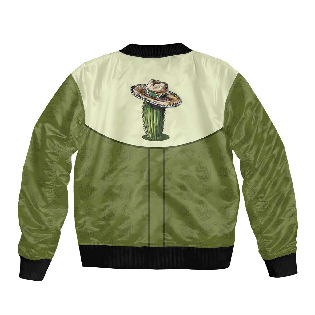 Cowboy Sleeve Zip Bomber Jacket Cactus Retro Western Yoke - Wonder Print Shop