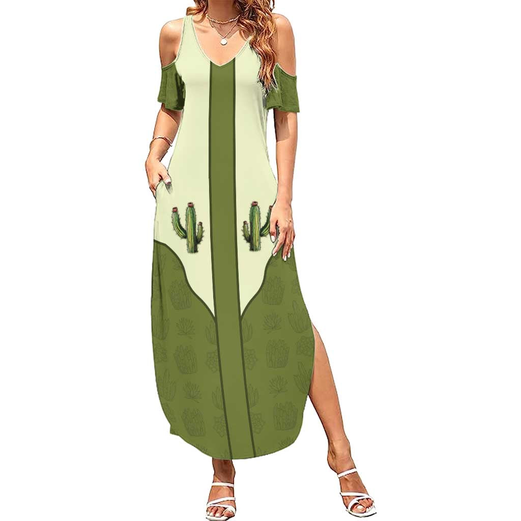Cowboy Summer Maxi Dress Cactus Retro Western Yoke - Wonder Print Shop