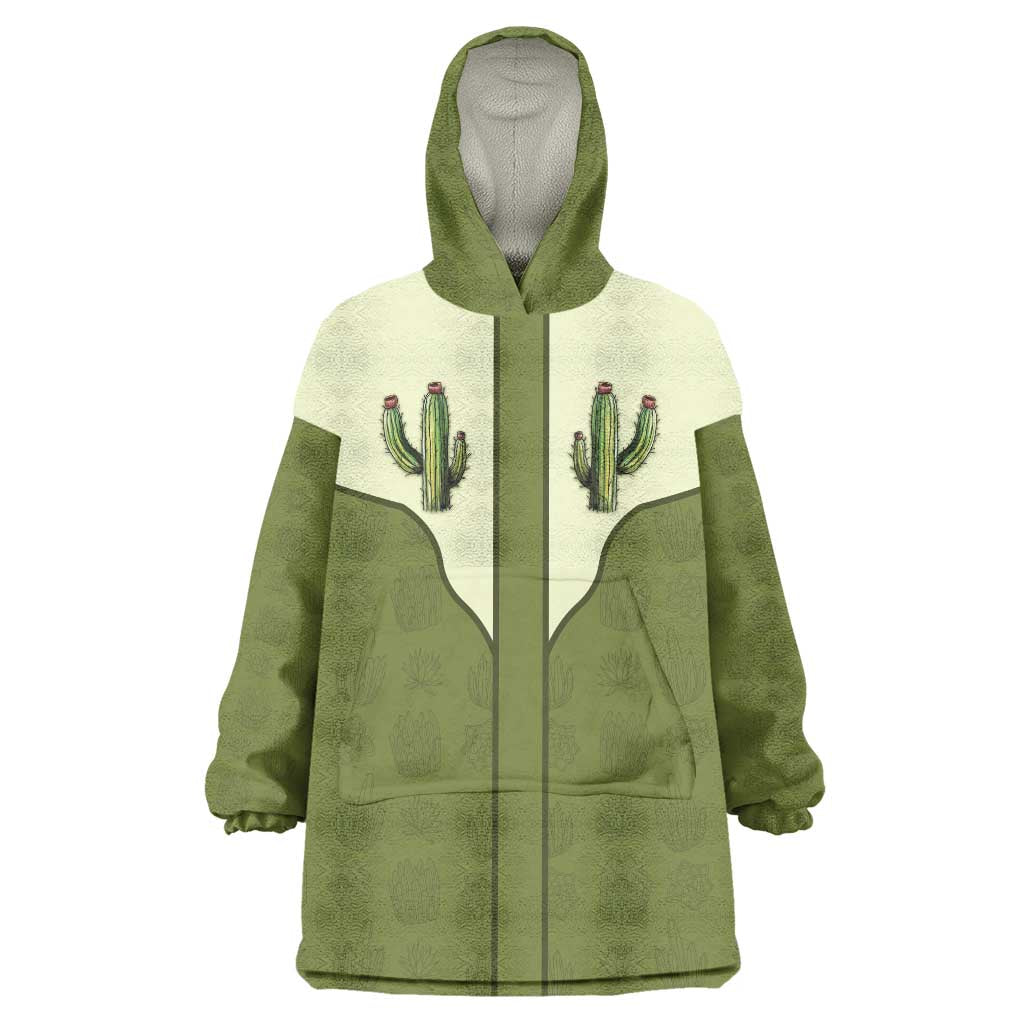 Cowboy Wearable Blanket Hoodie Cactus Retro Western Yoke - Wonder Print Shop