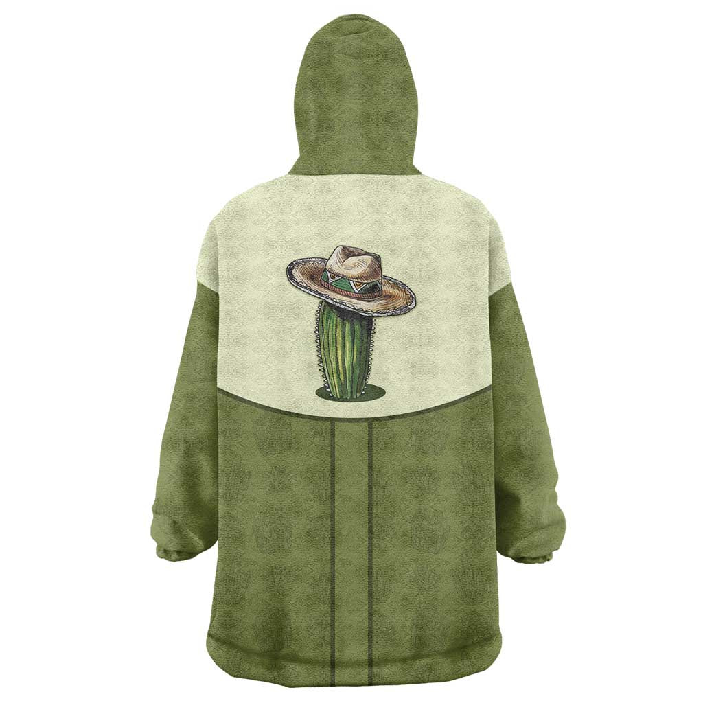 Cowboy Wearable Blanket Hoodie Cactus Retro Western Yoke - Wonder Print Shop