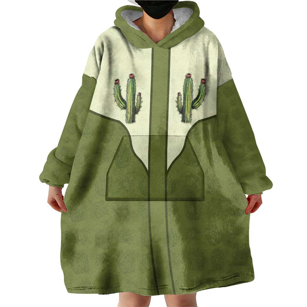 Cowboy Wearable Blanket Hoodie Cactus Retro Western Yoke - Wonder Print Shop