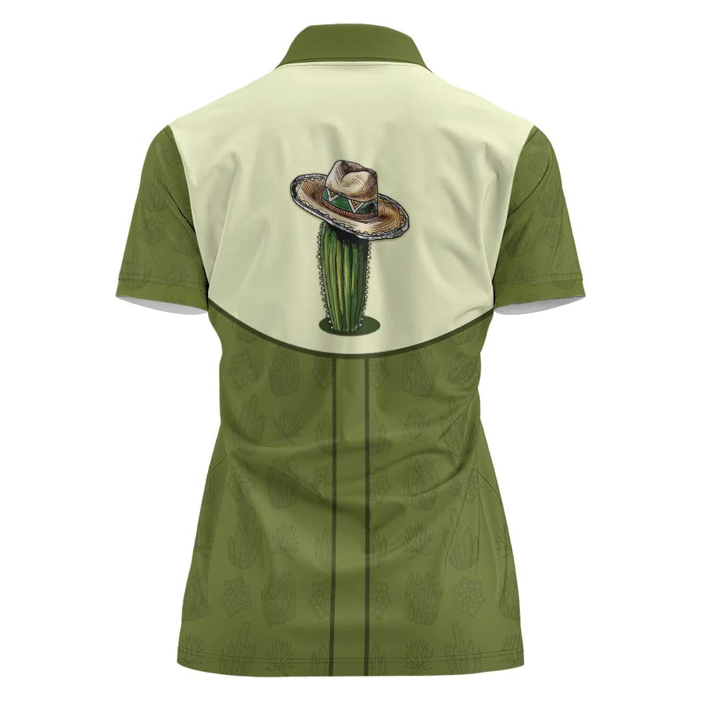 Cowboy Women Polo Shirt Cactus Retro Western Yoke - Wonder Print Shop