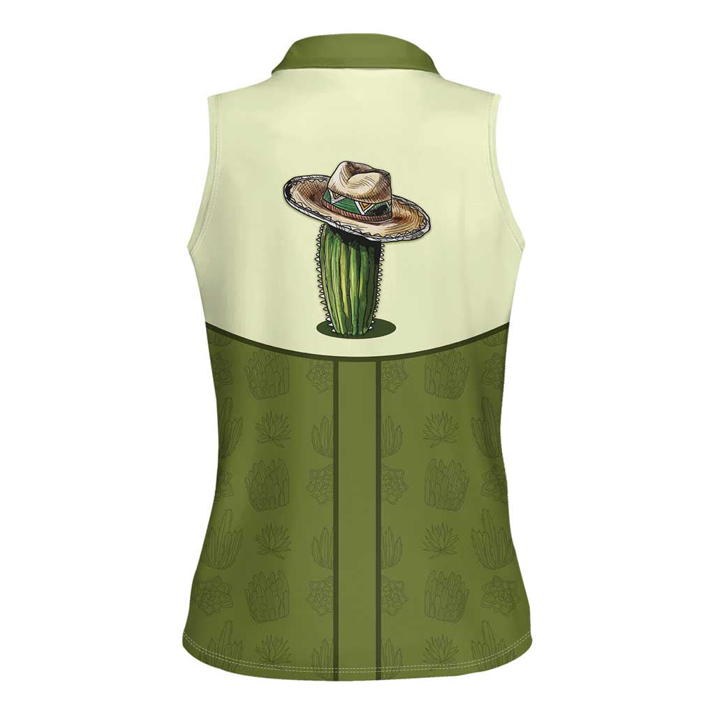 Cowboy Women Sleeveless Polo Shirt Cactus Retro Western Yoke - Wonder Print Shop