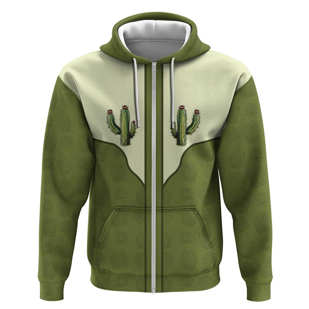 Cowboy Zip Hoodie Cactus Retro Western Yoke - Wonder Print Shop