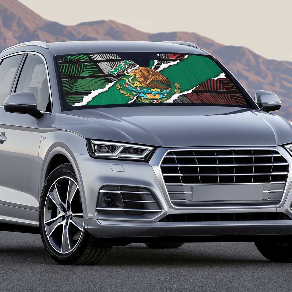 Mexico Auto Sun Shade Mexican Patriotic Eagle Emblem - Fierce National Pride - Wonder Print Shop
